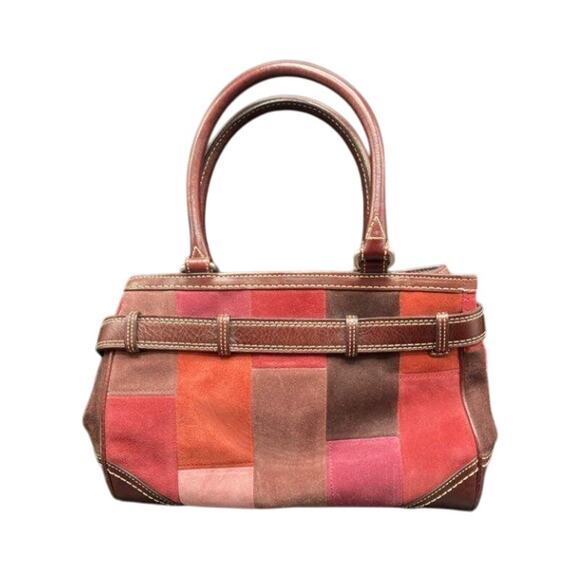 Coach Hampton Mosaic Patchwork Suede Satchel F11218 Rare It Bag - Picture 5 of 5